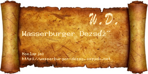 Wasserburger Dezső névjegykártya